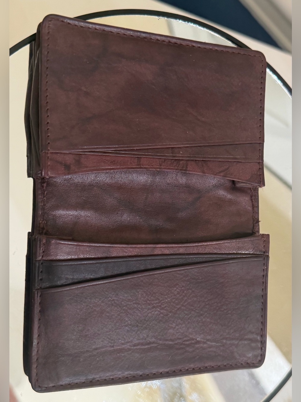 Distressed Rugged Soft Genuine Leather Bifold Compact Wallet ID Card Window - Picture 7 of 14